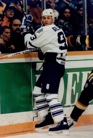 Leaf centre Doug Gilmour, right, led all players with 10 nominations while, from left to right below, Mario Lemieux was named best player, Ray Bourque(...)