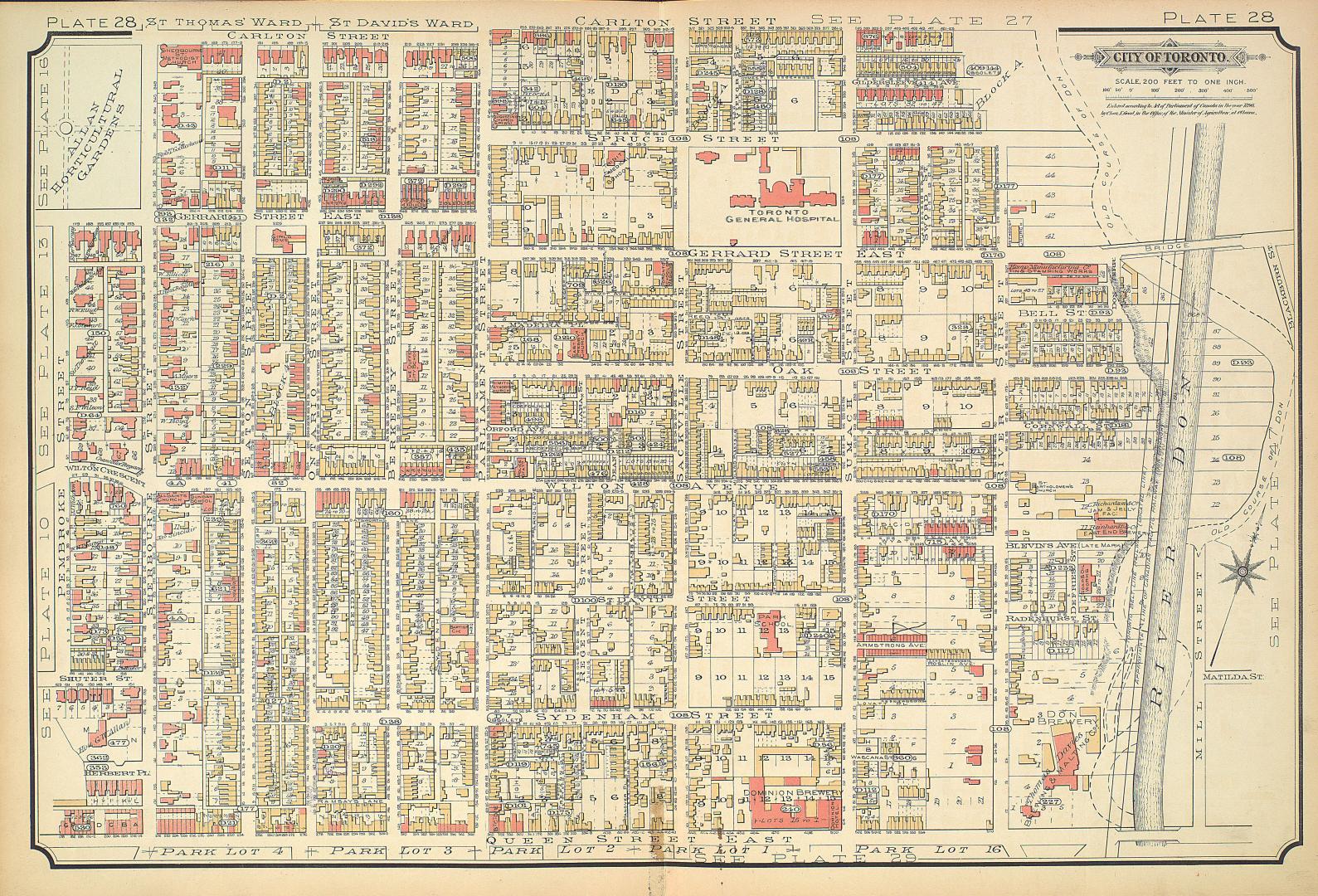 [Plate 28] Atlas of the city of Toronto and vicinity from special survey founded on registered plans and showing all building and lot numbers.