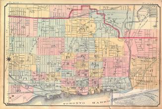 Atlas of the city of Toronto and vicinity from special survey founded on registered plans and showing all building and lot numbers.