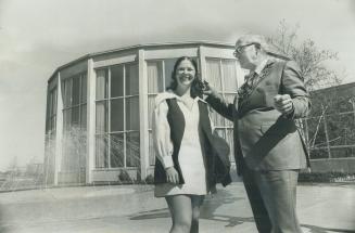 Catherine Cussen talks with Mayor Edward Horton outside Etobicoke municipal offices when she met him to learn about Canadian municipal affairs. Cather(...)