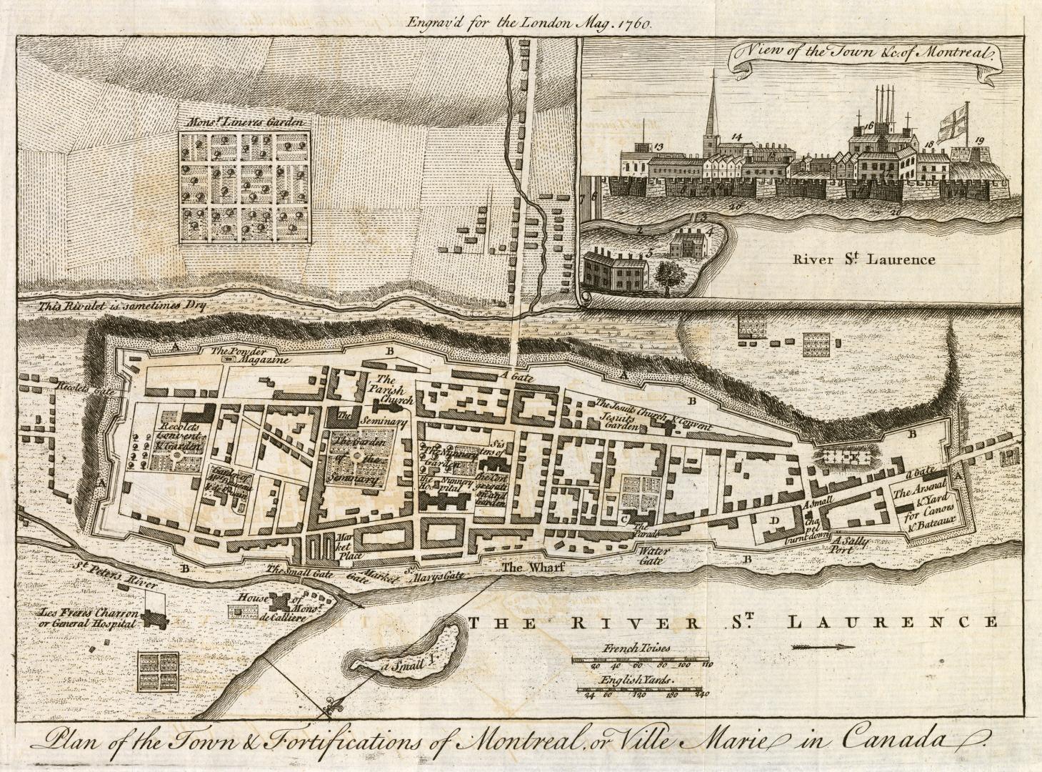 Plan of the Town and Fortification of Montreal or Ville Marie in Canada