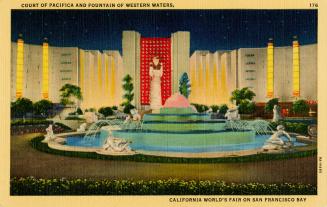 Court of pacifica and fountain of western waters, California world's fair on San Francisco Bay