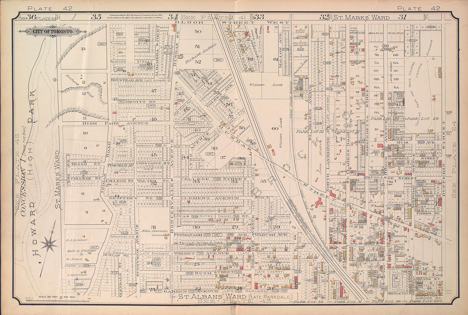 [Plate 42] Atlas of the city of Toronto and vicinity from special survey founded on registered plans and showing all building and lot numbers