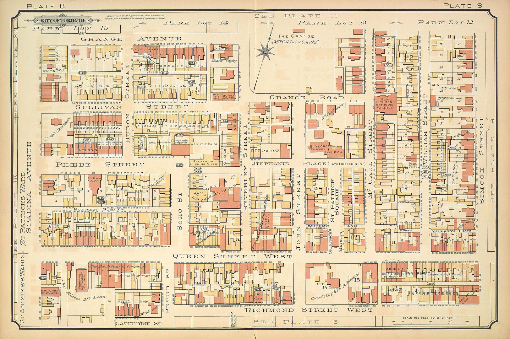 [Plate 8] Atlas of the city of Toronto and vicinity from special survey founded on registered plans and showing all building and lot numbers.