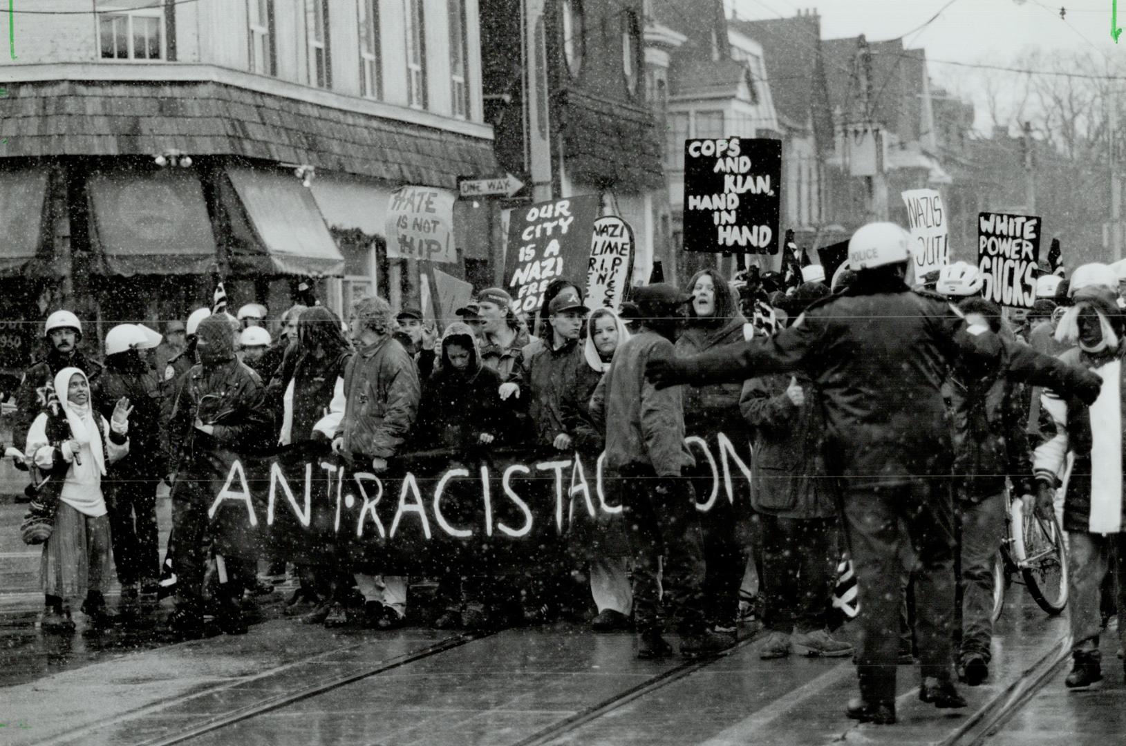Protest by anti-racist demonstrators