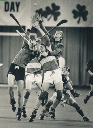 Good clean fun, Irish style. Yesterday's hurling game at the SkyDome was billed as an exhibition but Tipperary (striped shirts) and the Irish all-star(...)