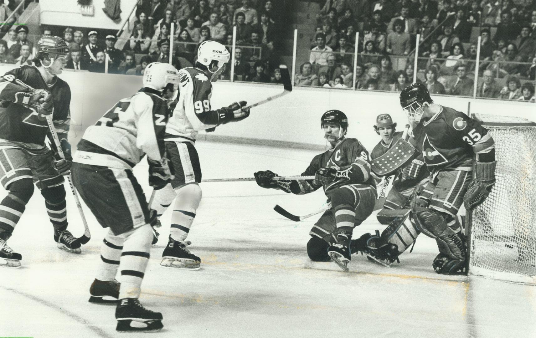 How did it go in? Despite valiant efforts by goaltender Jari Kaarela and  winger Lanny McDonald, Colorado Rockies failed to stop shot by Wilf  Paiement () – All Items – Digital Archive Ontario