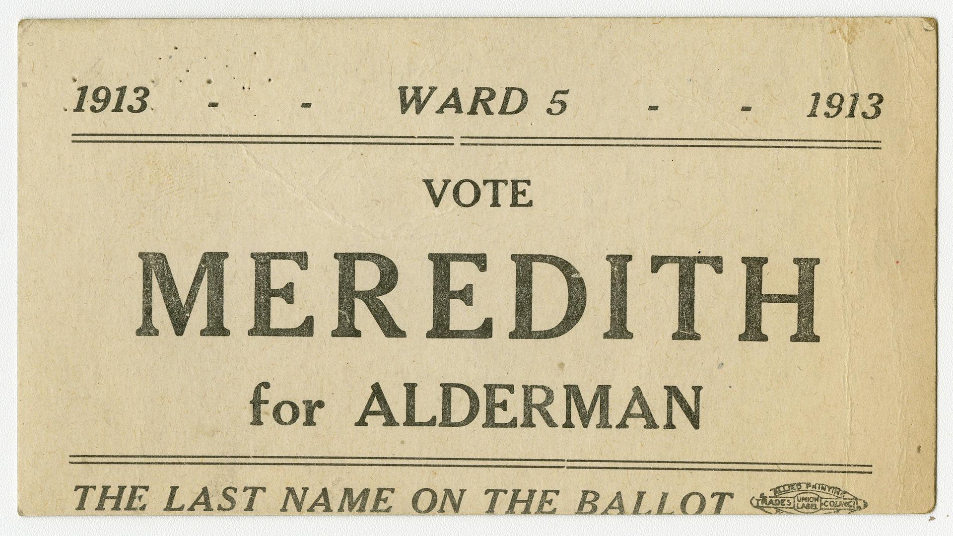 Vote Meredith for Alderman