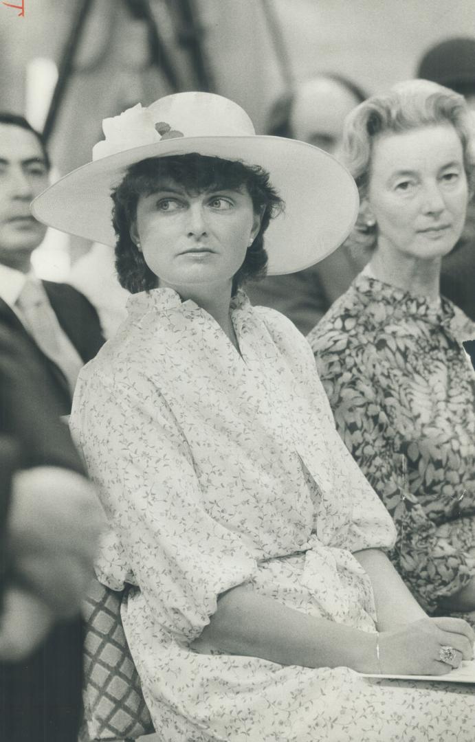 Maureen McTeer, wife of Canada's 16th Prime Minister, looks impassive