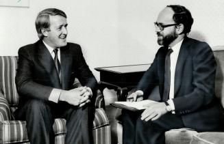 Prime Minister Mulroney talks with Star Editor-in-chief George Radwanski