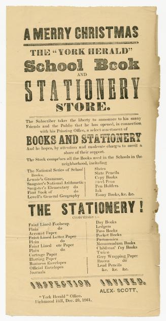 A Merry Christmas : the ''York Herald'' School Book and Stationery Store