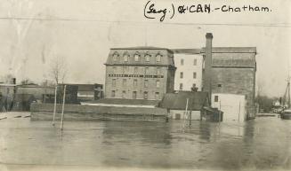 River Thames flooding in Chatham, Ontario Canada Flour Mills Co