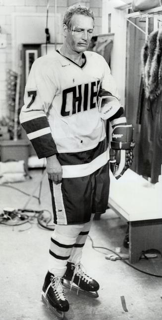 Last legs, Left, Paul Newman plays a hockey player on his last legs in Slap Shot