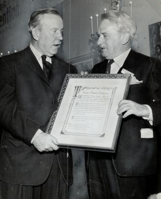 Liberal leader Pearson receiving zionist plaque