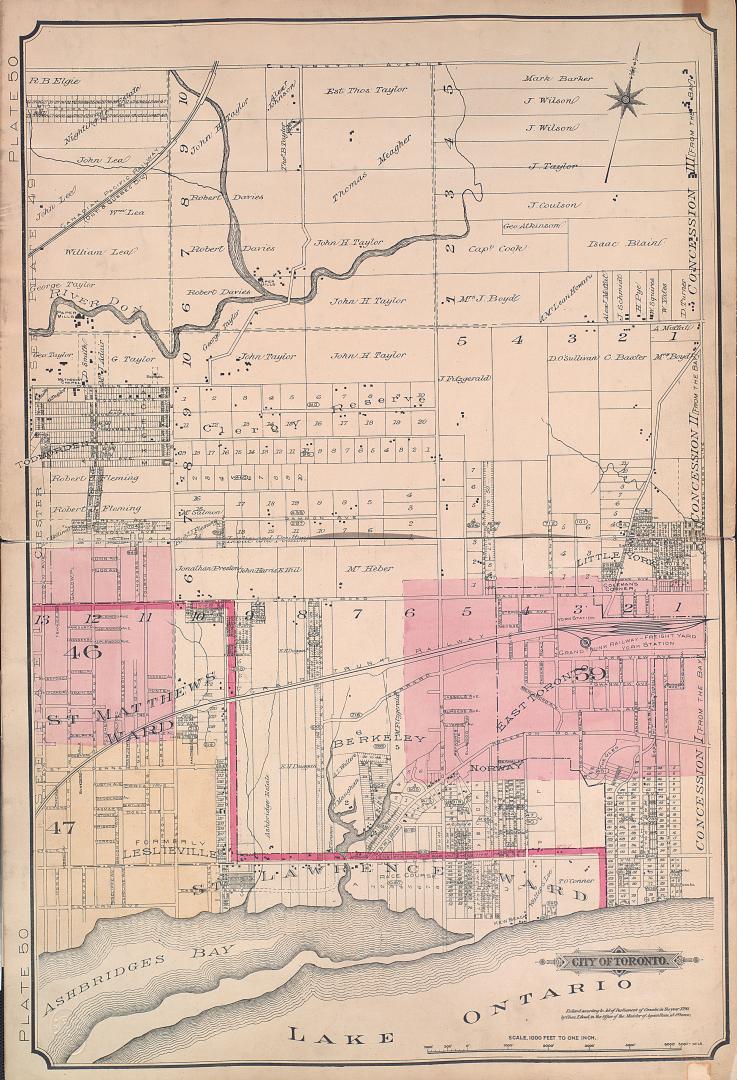 [Plate 50] Atlas of the city of Toronto and vicinity from special survey founded on registered plans and showing all building and lot numbers.