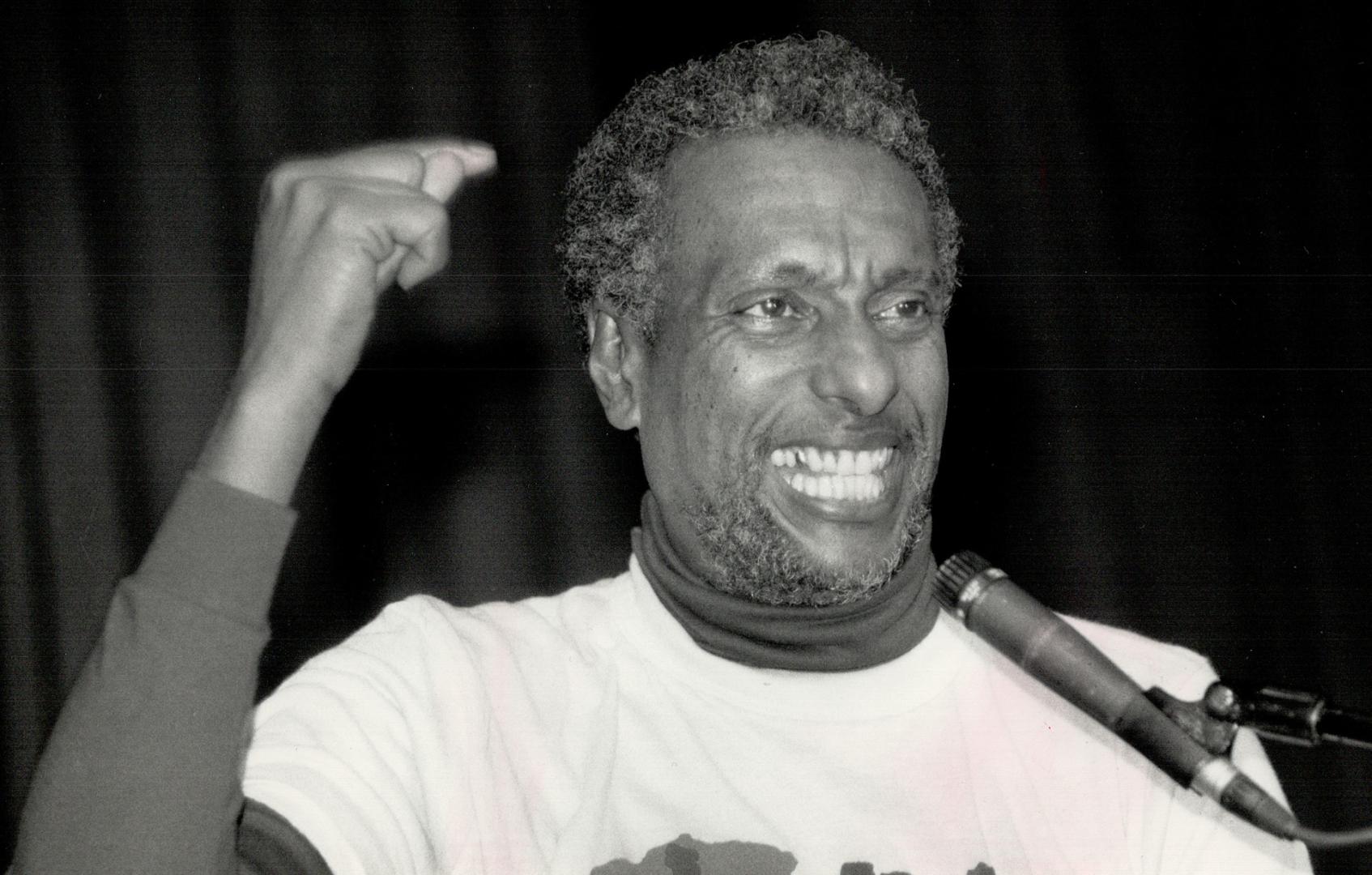 Kwame Ture (formerly Stockley Carmichael) speaks to crowd advocating that Africa belings to the Black Man
