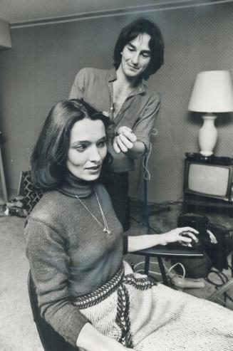 Aspiring actress Margaret Trudeau has her hair styled by hairdresser Michael Kearns