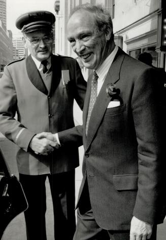 Doorman Dougall Macdonald got a jolt of that old Pierre Trudeau charisma today as the former prime minister left the Royal York Hotel for a speaking engagement
