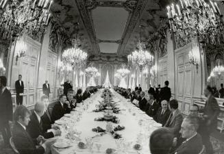This is a general view of the banquet table during lunch offered to Canadia Prime minister Pierre Trudeau at Quai d'Orsay today