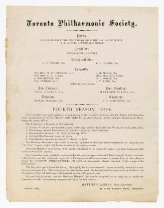 Toronto Philharmonic Society ...fourth season, 1875-6