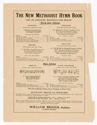 The New Methodist hymn book, list of editions, bindings and prices