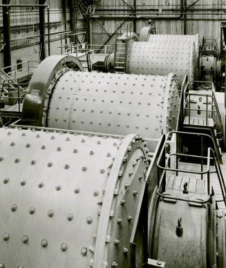 Giant grinders are used in processing uranium ore in Elliot Lake