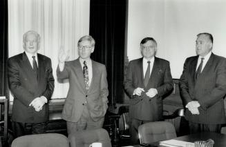 Key meeting: From left, Metro Chief William McCormack, Premier Bob Rae, Solicitor-General Allan Pilkey, Brantford Chief Alvin Barber