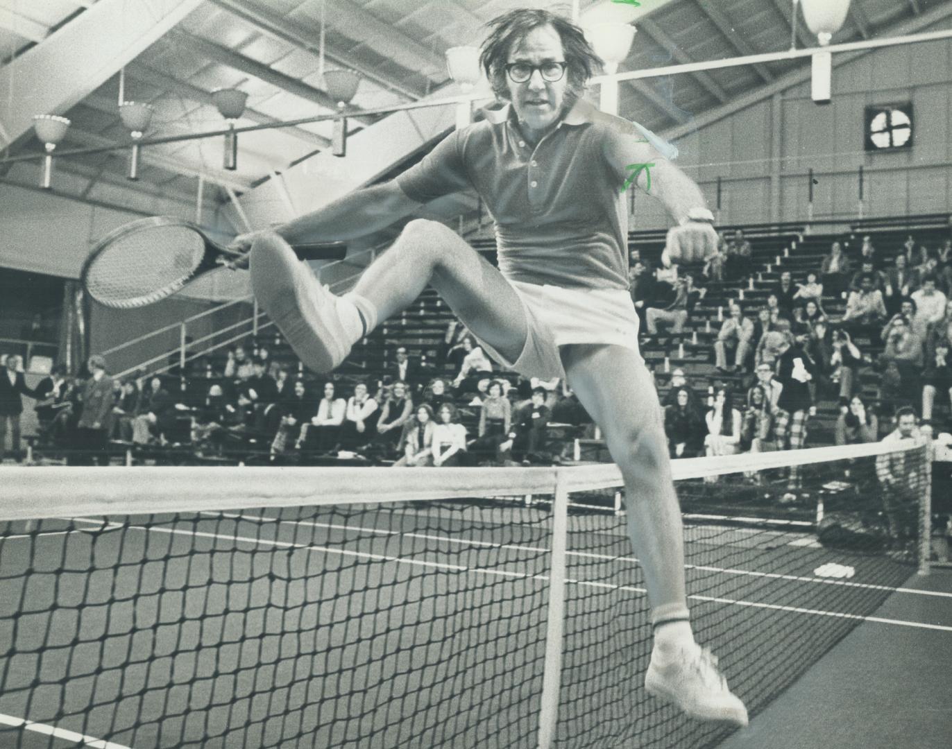 With a victory leap over the net, Bobby Riggs, the tennis star who calls himself the No