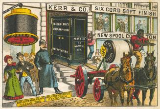 Kerr & Co. cotton spool towing a Herring's Champion safe