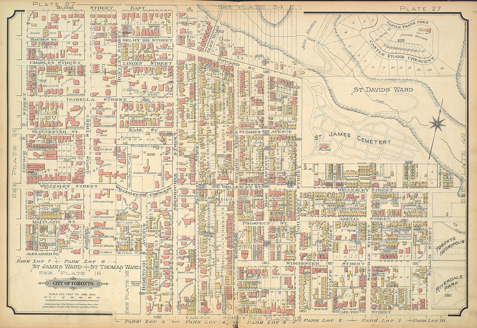 [Plate 27] Atlas of the city of Toronto and vicinity from special survey founded on registered plans and showing all building and lot numbers.