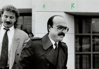Facing charges: Clockwise from top left, developer Lou Charles, Metro Councillor Merio Gentile, City of York aldermen Tony Mandarana and Jim Fera pictured today arriving at a police station to be charged