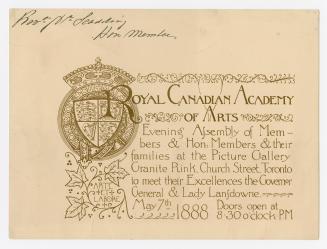 Royal Canadian Academy of Arts evening assembly of members and hon. members and  their families at the Picture Gallery Granite Rink, Church Street, Toronto