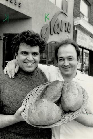 Bread with a plus: Roberto Martella, left, and Pasquale Zappia of Grano display some of their breads