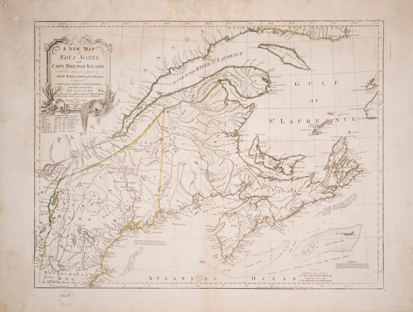 A new map of Nova Scotia, Cape Britain, with the adjacent parts of new England and Canada