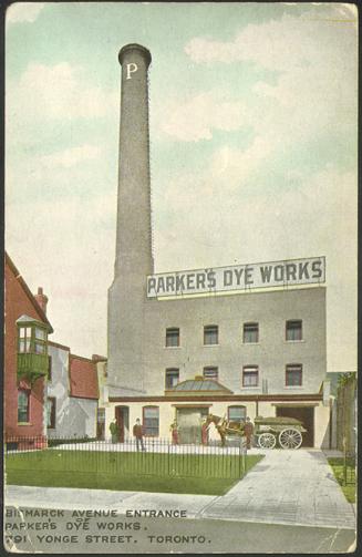Bismarck Avenue entrance of Parker's Dye Works. 791 Yonge Street, Toronto.