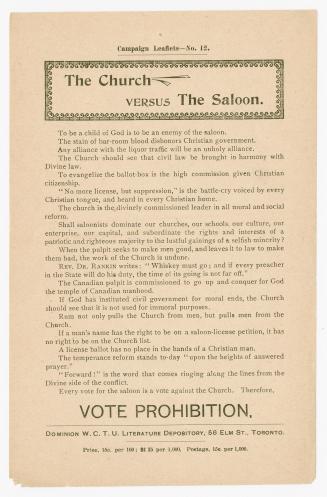 Campaign leaflets : no. 12 : the church versus the saloon
