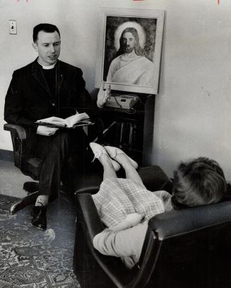 Mr. King counselling a church member. The minister is a psychiatrist