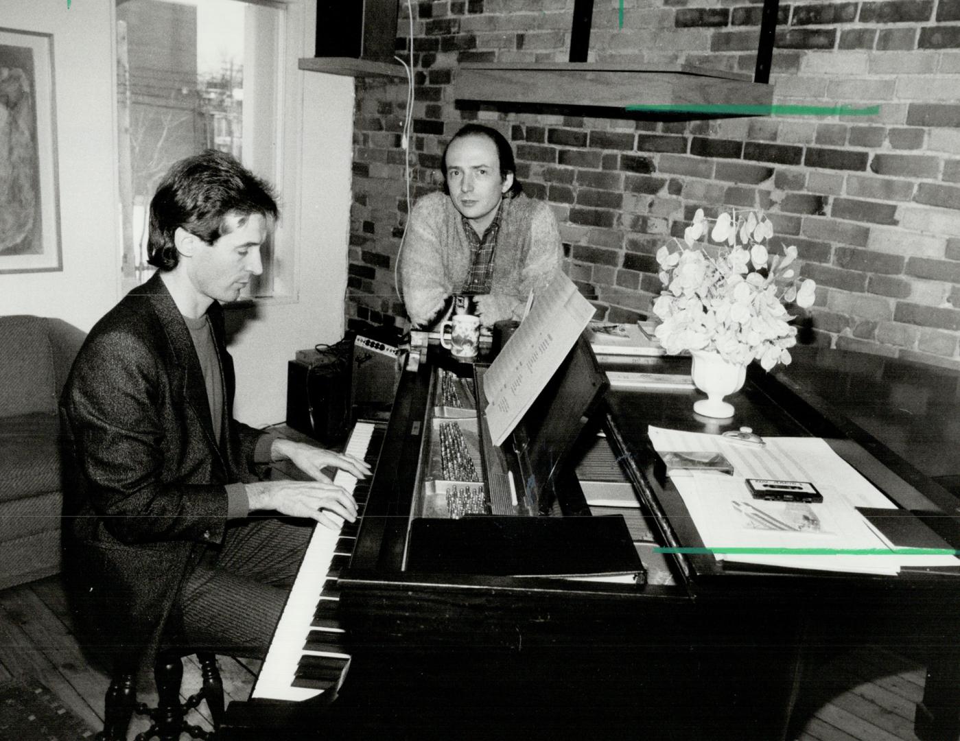 In tune: Jack Lenz, left, and partner Tony Kosinec have written songs that have become part of lives and even part of our history, their song for Frank Miller was a hit at the provincial Tory convention that made him premier designate