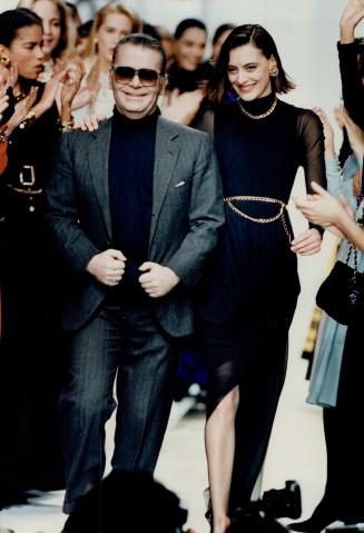 Designer Karl Lagerfeld with Chanel house model Ines de La Fressarge