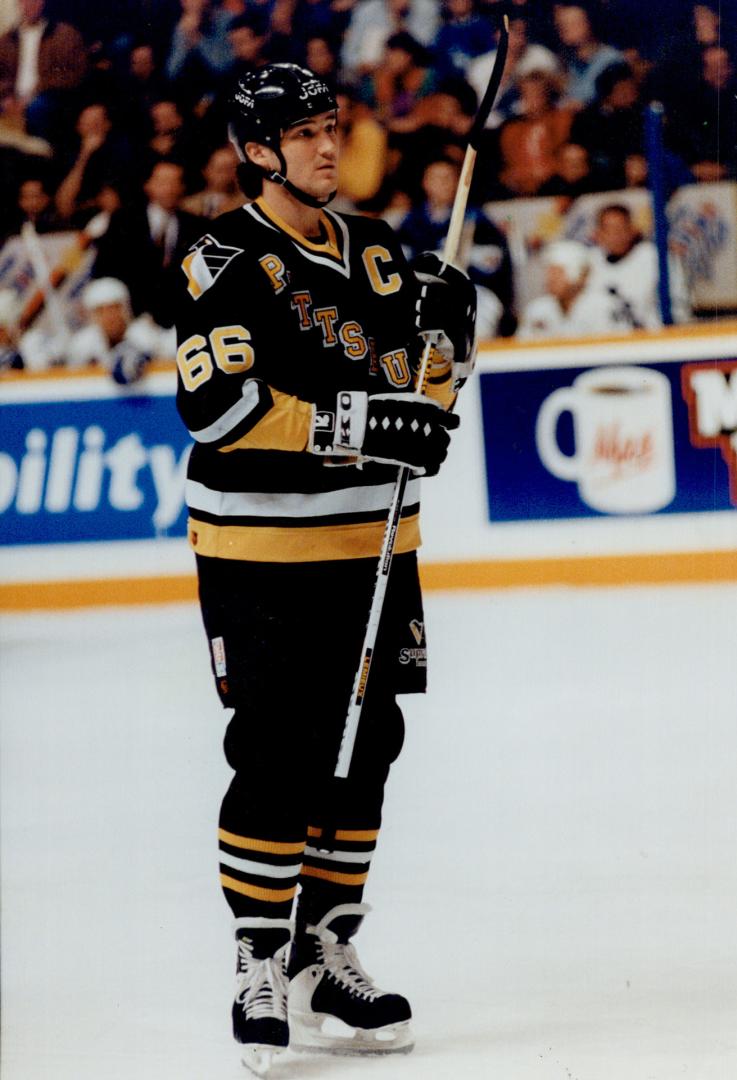 Tender foot: Mario Lemieux had to come out of Pittsburgh's last game against Detroit wih a swollen heel, but he isn't expected to miss any action.