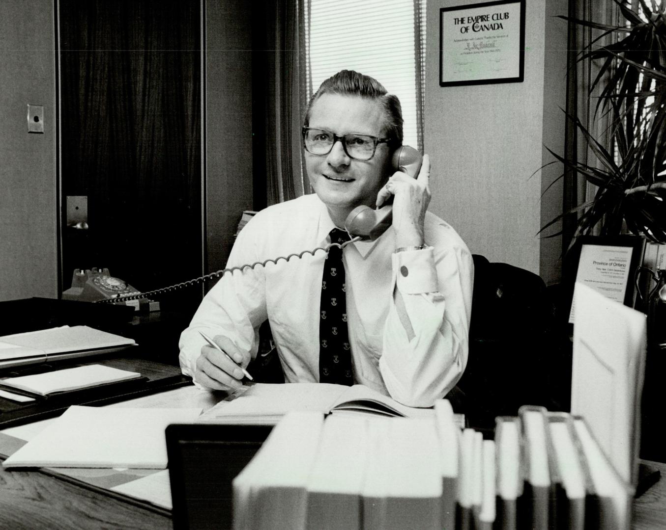 Busy president: Ian Macdonald, 52, is always on the go, working in his office at York Unviersity or letting off steam with his weekly hockey game, which is as much a part of his life today as it was back in 1973 when the photo at right was taken