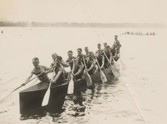 Balmy Beach Canoe Club war canoe team, British Empire Games/Canadian Canoe Association championship regatta, Hamilton, August, 1930