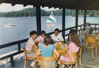 Guests eating at the diner of Arowhon Pines. Algonquin Provincial Park, Ontario