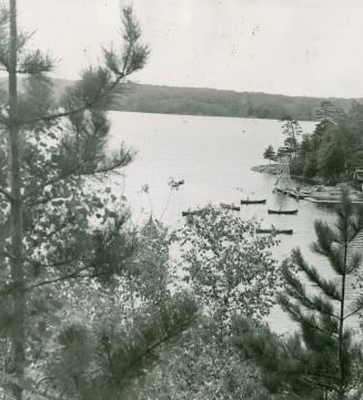 Canoes on Gull Lake near Minden, Ont.