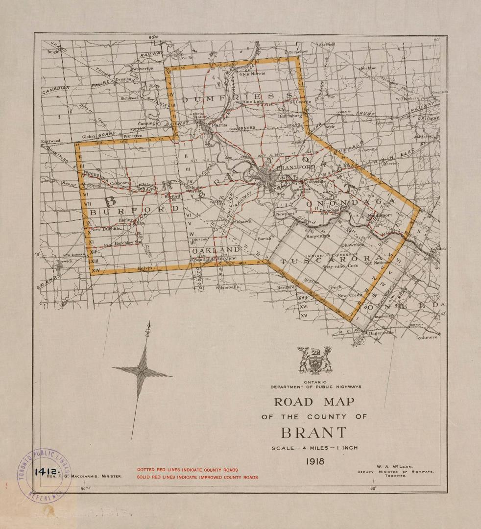 Road map of the County of Brant