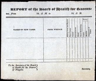 Report of the Board of Health for Queenston, from ___ 10 A