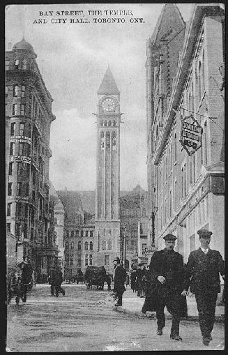 Bay Street, the Temple, and City Hall, Toronto, Ontario
