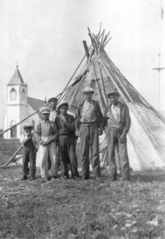 Men and boys at Moose Factory