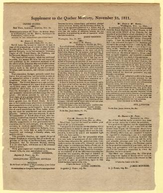 Supplement to the Quebec Mercury, November 25, 1811