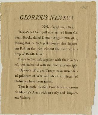 Glorious news!!! York, August 20, 1812